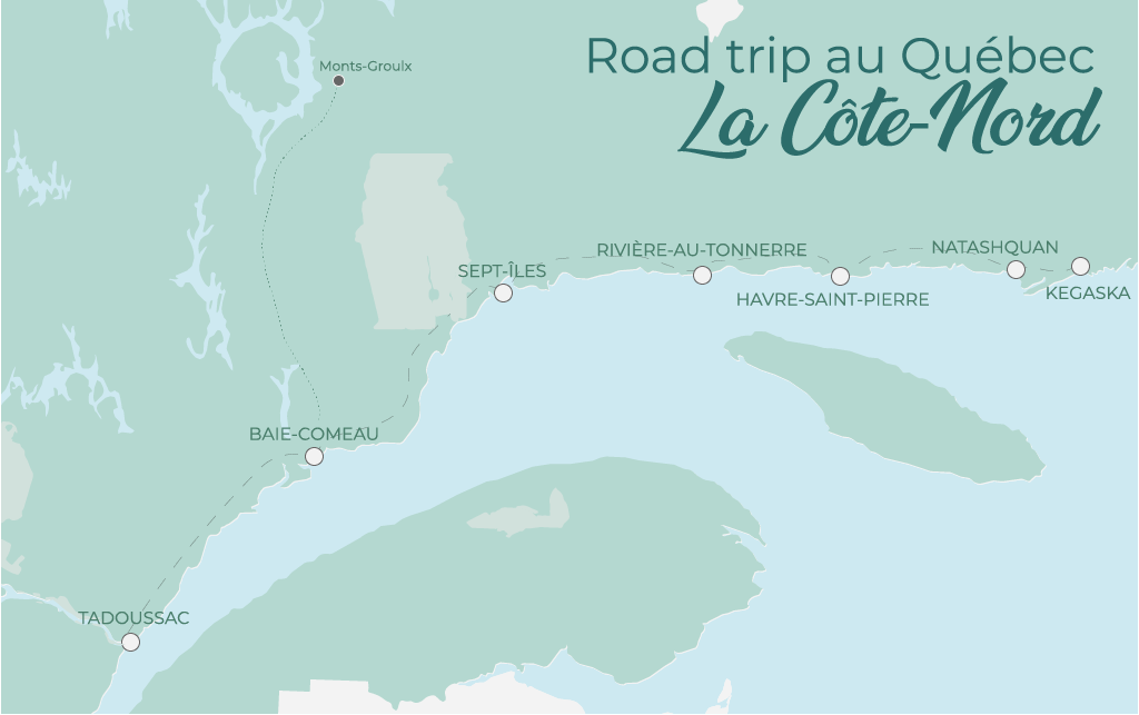 Road trip Côte-Nord map
